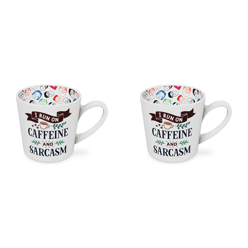 2PK I Run on Caffeine Beautiful on the Inside 420ml/10cm New Bone China Mug