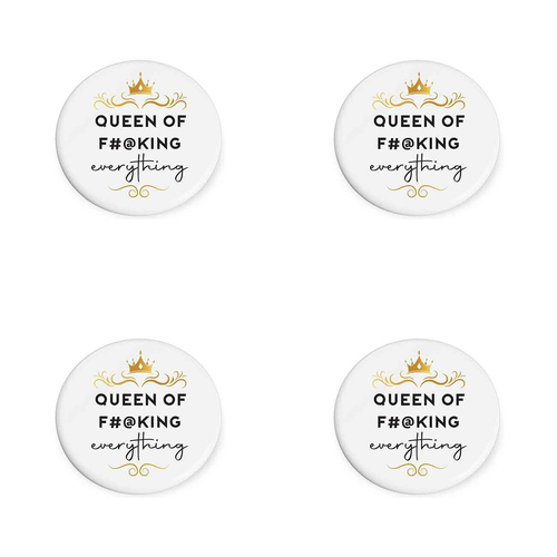 4PK Queen of F**king Beautiful on the Inside Ceramic Coaster Round 10cm