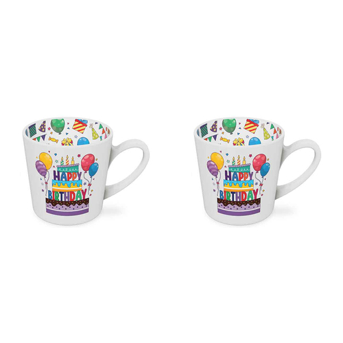 2PK Happy Birthday Beautiful on the Inside 420ml/10cm New Bone China Mug