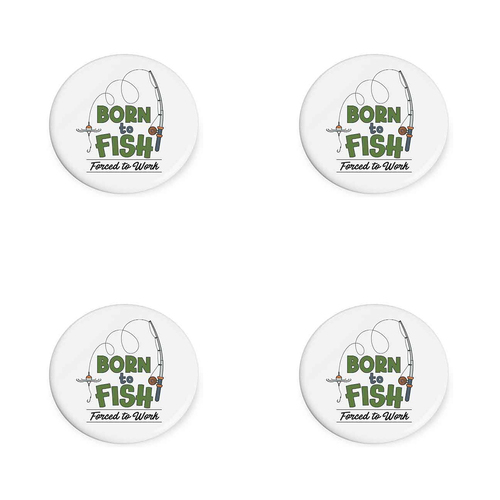 4PK Born to Fish Beautiful on the Inside Ceramic Coaster Round 10cm