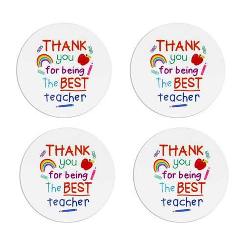 4PK LMD Ceramic Thank You Teacher Beautiful Inside Table Coaster 10cm