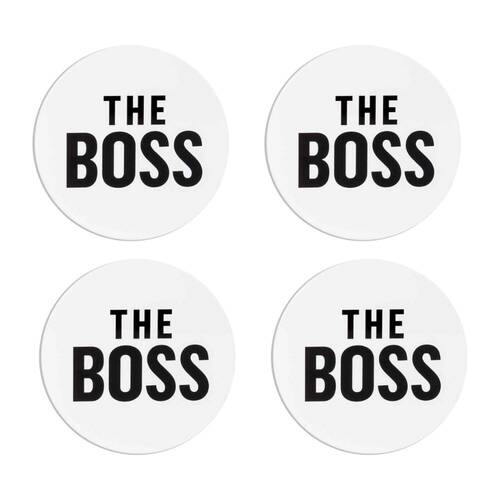 4PK LMD Ceramic The Boss - Beautiful On The Inside Table Coaster 10cm