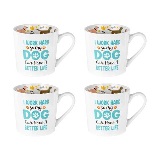 4PK LMD New Bone China Work Hard Beautiful Inside Mug 400ml