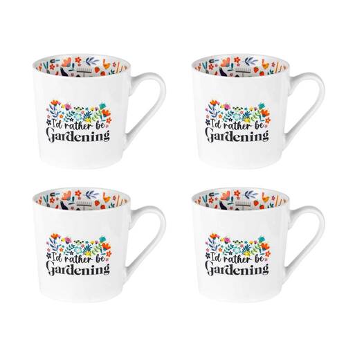 4PK LMD New Bone China Gardening Beautiful Inside Mug 400ml