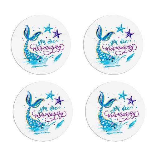 4PK LMD Ceramic Mermaizing - Beautiful On The Inside Table Coaster 10cm