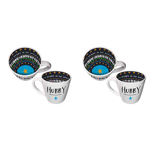2x Hubby Inside Out Mug 14Oz 410ml Novelty Funny Drinking Cups