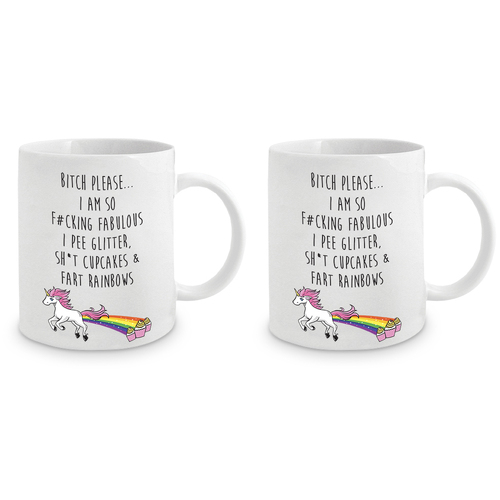 2PK Novelty Gift Mug B*tch Please... 350ml Drinking Cup