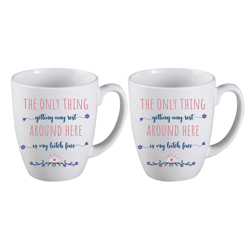 2PK the Only thing Resting Around Here  B*tch Face 350ml Novelty Mug
