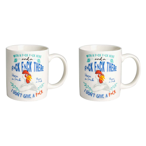 2PK F*ck F*ck Here And A F*ck F*ck There 360ml Ceramic Drink Mug w/ Handle