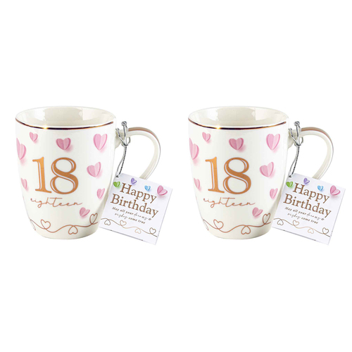 2x 18th Sweet Heart Bullet Mug 12Oz 350ml Novelty Cups
