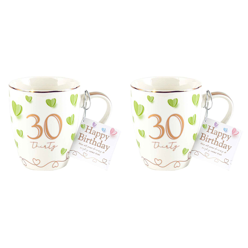 2x 30th Sweet Heart Bullet Mug 12Oz 350ml Novelty Cups