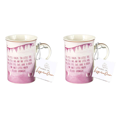 2x Its A Girl Inspiration Mug 360ml New Bone China  Novelty Drinking Cups