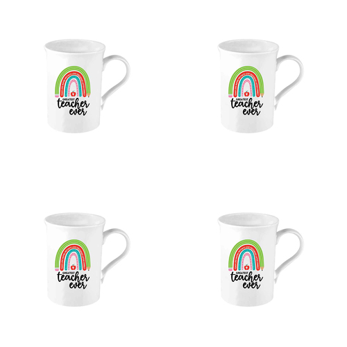 4PK Greatest Teacher New Bone China 360ml Tea/Coffee Mug Drinkware