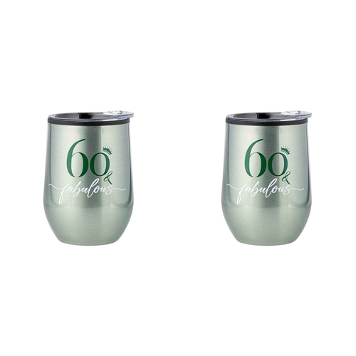 2PK 60th Birthday 360ml S/S Vacuum Insulated Tumbler Double Walled Mug