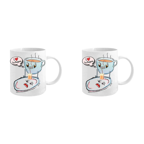 2PK I Love Tea Bagging 360ml Ceramic Coffee Mug Drinking Cup w/ Handle