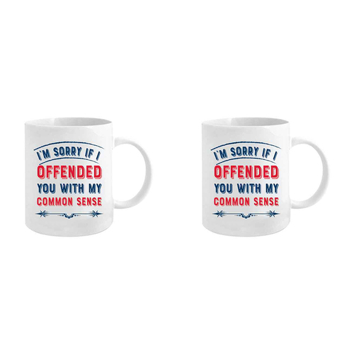 2PK Im Sorry If I Offended 360ml Ceramic Coffee Mug Drinking Cup w/ Handle