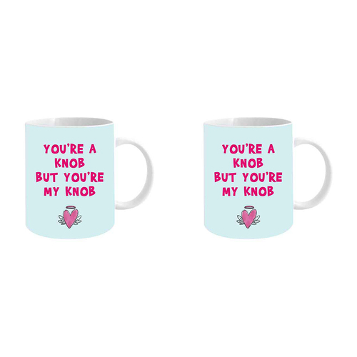 2PK You're a Knob but You're My Knob 360ml Ceramic Coffee Mug  Cup w/ Handle