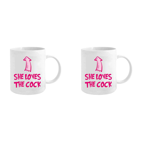 2PK She Loves the C**k 360ml Ceramic Coffee Mug Drinking Cup w/ Handle