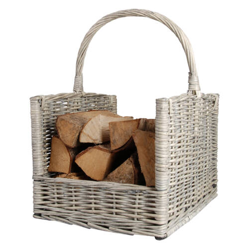 Esschert Design Willow Firewood Log Storage Carrier Basket 51.5cm Indoor Decor