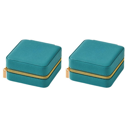 2PK Pilbeam Living Celine Jewellery Case Box Organizer 12x12cm Teal