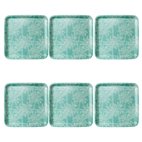 6PK LVD Bamboo/Melamine Serving Tray 33x33cm - Square Palm