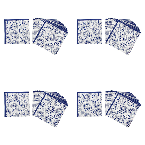 4PK LVD 40PK Flower 16.5cm 3-Ply Dining Table Paper Napkin - Navy