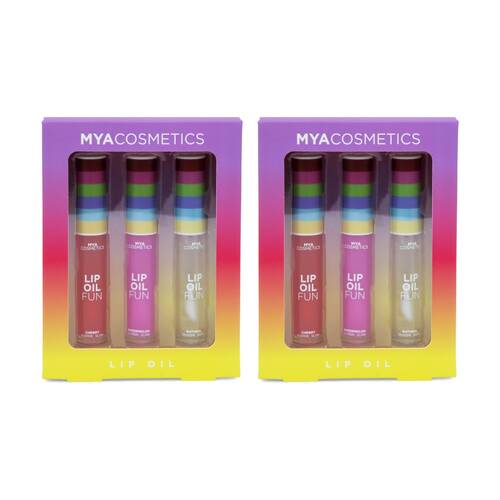 2x 3pc MYA Lip Oil Pink Fruity Scent Lightweight Kids/Children Multicolour 8y+