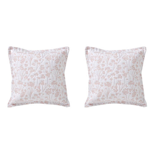 2PK Bianca Myra Poly/Cotton European Square Pillowcase 65x65cm Blush Pink