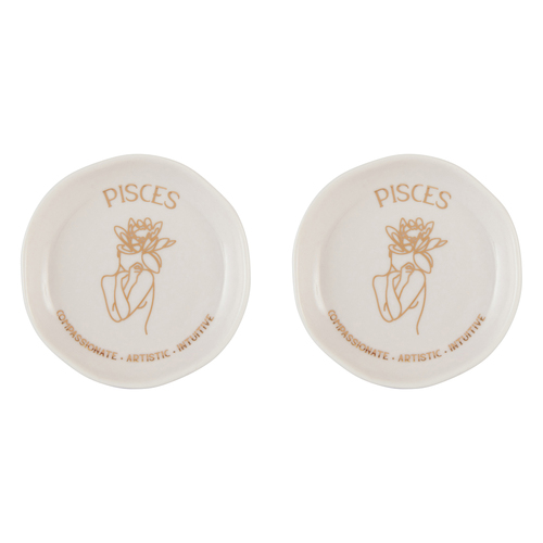 2PK Splosh Mystique Trinket Dish Pisces Round White 10cm