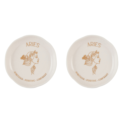 2PK Splosh Mystique Trinket Dish Aries Round White 10cm