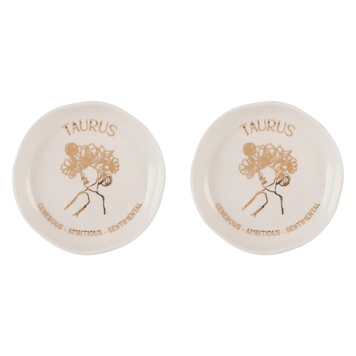 2PK Splosh Mystique Trinket Dish Taurus Round White 10cm