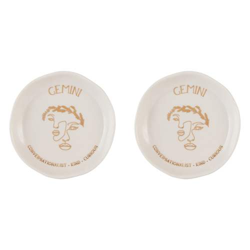 2PK Splosh Mystique Trinket Dish Gemini Round White 10cm