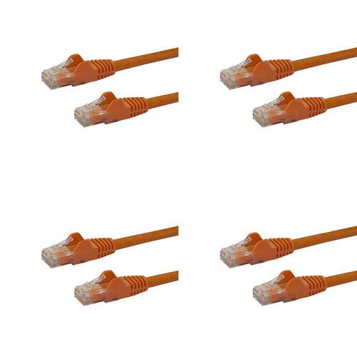 4PK Star Tech 2m Cat6 Orange Snagless Gigabit Ethernet RJ45 Cable