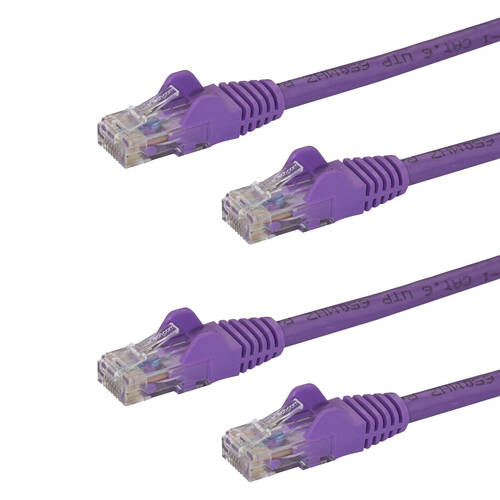 2PK Star Tech 2m Cat6 Purple Snagless Gigabit Ethernet RJ45 Cable