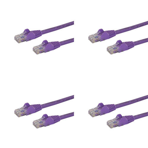 4PK Star Tech 2m Cat6 Purple Snagless Gigabit Ethernet RJ45 Cable