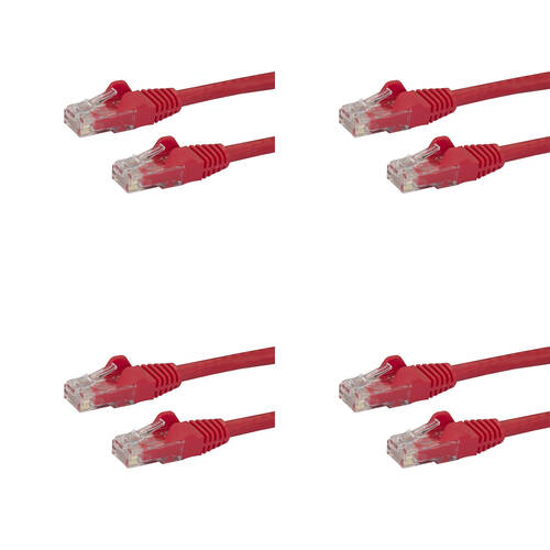 4PK Star Tech 2m Cat6 Red Snagless Gigabit RJ45 Patch Cable