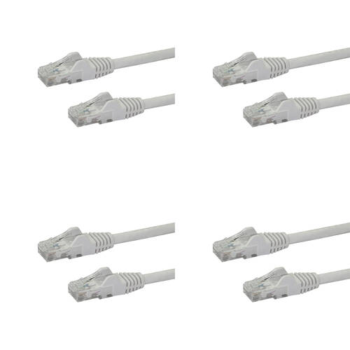 4PK Star Tech 2m Cat6 White Snagless Gigabit Ethernet RJ45 Cable