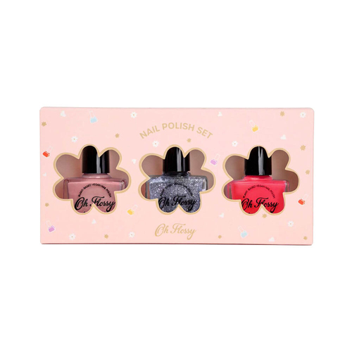 3pc Oh Flossy Disco Nail Polish Colour Enamel Gift Box Set 11ml 3y+