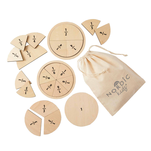 Nordic Kids Wooden Children's Fraction Fun Play Toy Puzzle 3y+