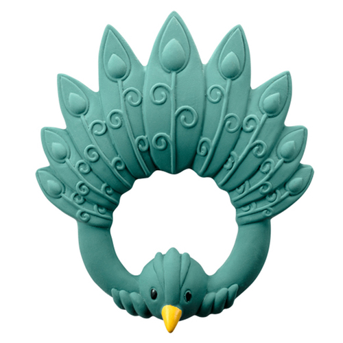 Natruba Peacock 12cm Rubber Teether Chew Toy Baby/Infant 0m+ Green