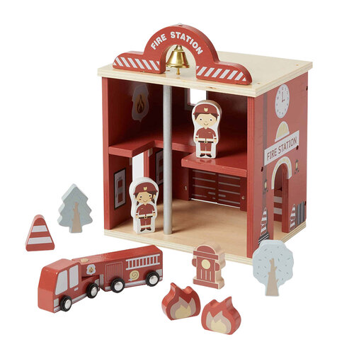 12pc Zookabee Wood Fire Station Set Interactive Kids Imaginative Toy 3y+