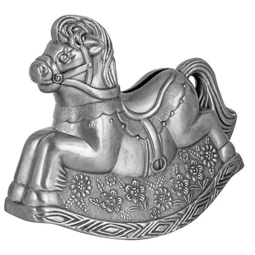Pewter Plate Rocking Horse Money Bank 10cm Novelty