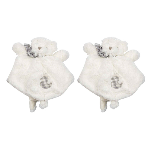 2x White Plush Bear Doudou 30cm Cuddly Ultra Soft Toy For Babies