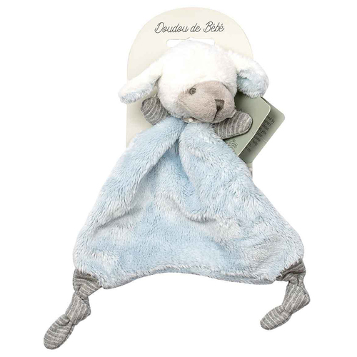 Blue Plush Sheep Doudou Comforter 20cm Cuddly Ultra Soft Toy For Babies