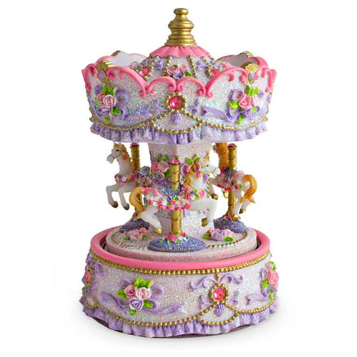 Carousel With Canopy And 3 Horses 16cm Novelty Nursery Baby Decor