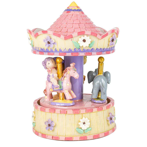 Carousel With Canopy And 3 Horses 16cm Novelty Nursery Baby Decor