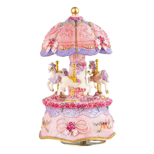 Pretty In Pink Carousel Gift/Homeware Keepsake Decor 14cm