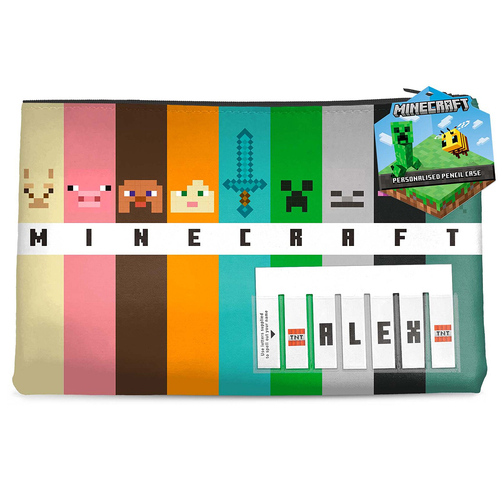 Minecraft Personalised Named Pencil Case Multiple Colours