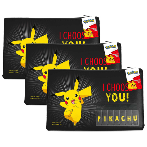 3PK Pokemon I Choose You Pickachu Personalized Named. Pencil Case