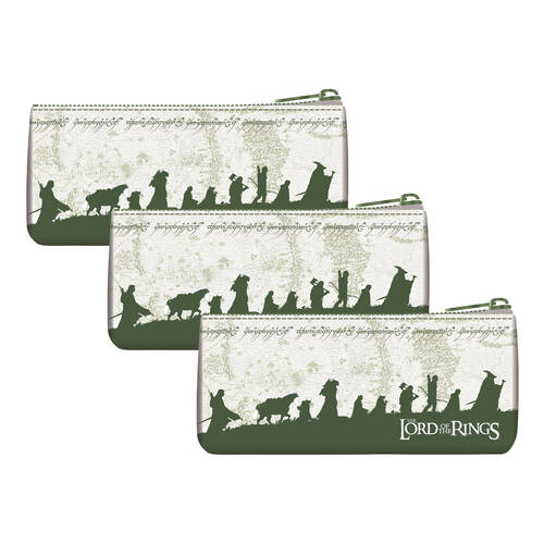 3PK The Lord Of Rings Silhouette Pencil Case Triangular Green and White